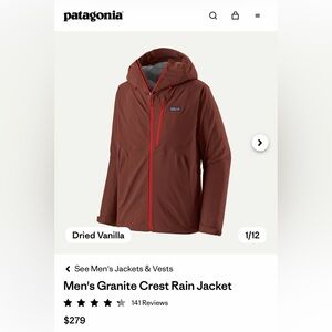 NWT Patagonia Men's Granite Crest Rain Jacket - Dried Vanilla M